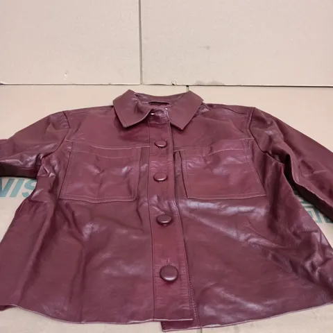 NOBODY'S CHILD NEWPORT LEATHER CROPPED JACKET – CHERRY, UK S