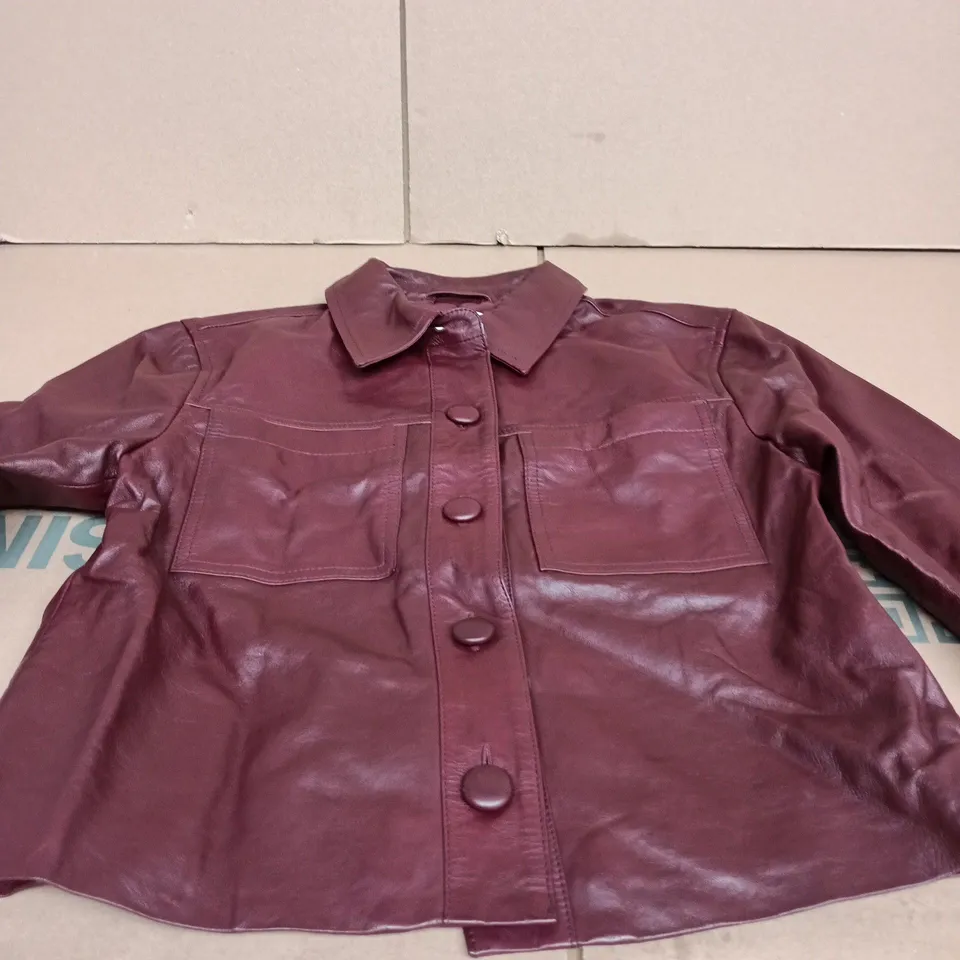 NOBODY'S CHILD NEWPORT LEATHER CROPPED JACKET – CHERRY, UK S