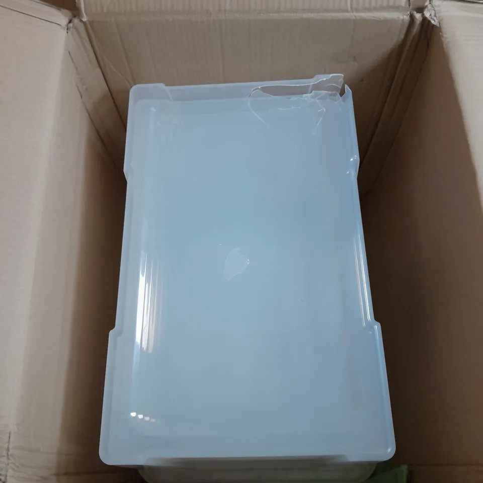 SET OF 3 CLEAR 28-LITRE PLASTIC STORAGE BOXES - COLLECTION ONLY 