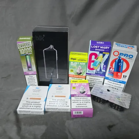 APPROXIMATELY 20 ASSORTED E-CIGARETTE PRODUCTS TO INCLUDE BRANDS SUCH AS BLK, LOST MARY, OPRO, ETC - COLLECTION ONLY