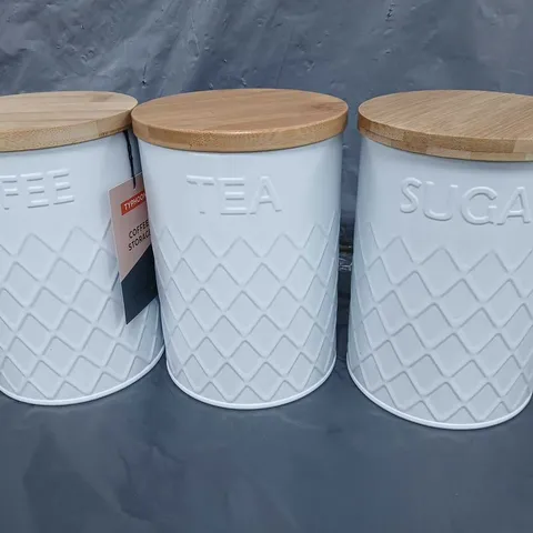 TYPHOON LIVING WHITE EMBOSSED TEA COFFEE SET