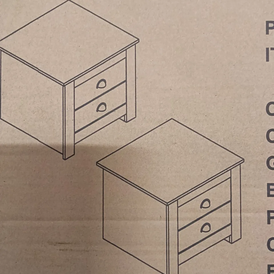 BOXED SET OF LANCASTER TWO DRAWER BEDSIDE
