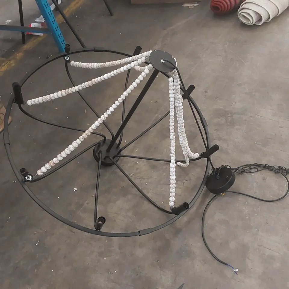 KENWYN 8 - LIGHT DIMMABLE WAGON WHEEL CHANDELIER WITH BEADED ACCENTS