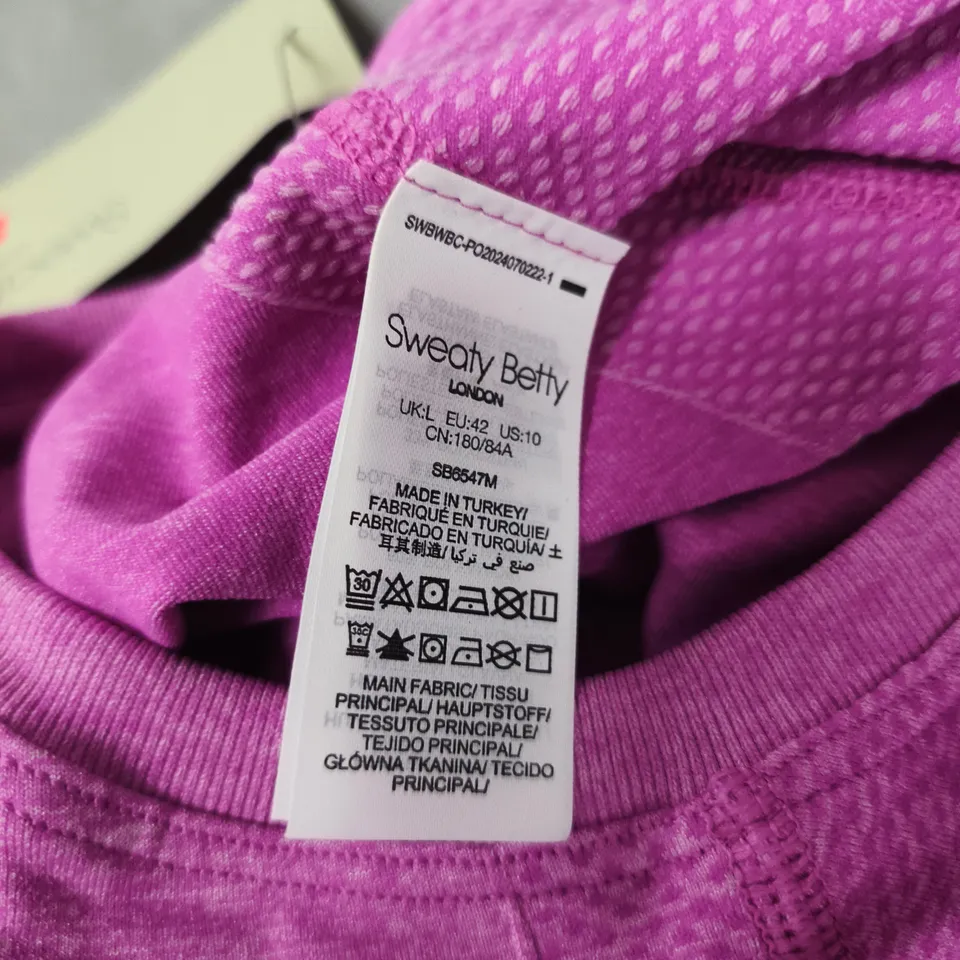SWEATY BETTY ATHLETE SEAMLESS WORKOUT LONG SLEEVE TOP – PURPLE, UK L (SB6547M)