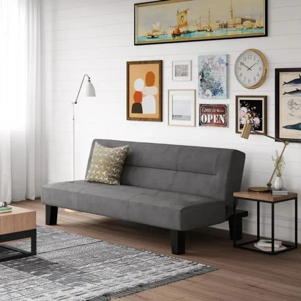 BOXED DOREL KEBO SOFA BED SOFA - VELVET GREY (1 BOX)