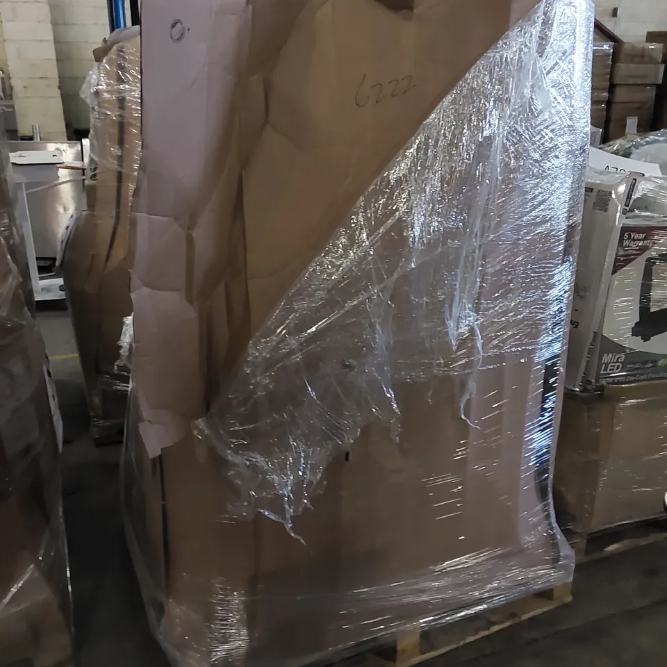 PALLET TO CONTAIN ASSORTED ITEMS INCLUDING CD PLAYER, WASTE BIN, IRONING BOARD, LIGHTS, RUG, BIRD FEED STATION ETC