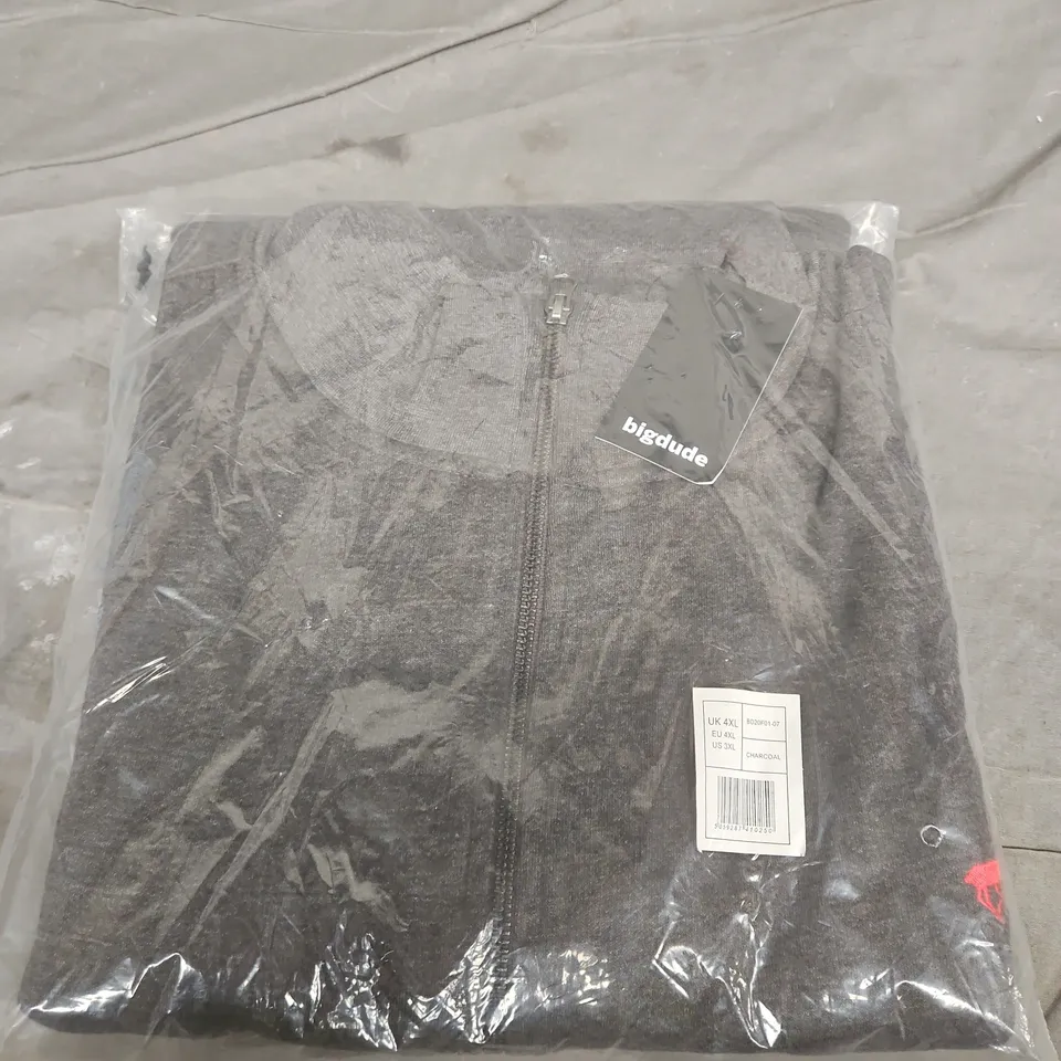 BIGDUDE CHARCOAL ZIP HOODIE – UK 4XL 