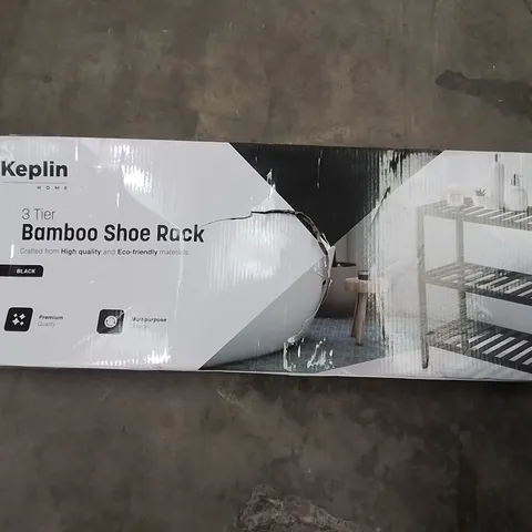 KEPLIN - 3 TIER BAMBOO SHOE RACK BLACK