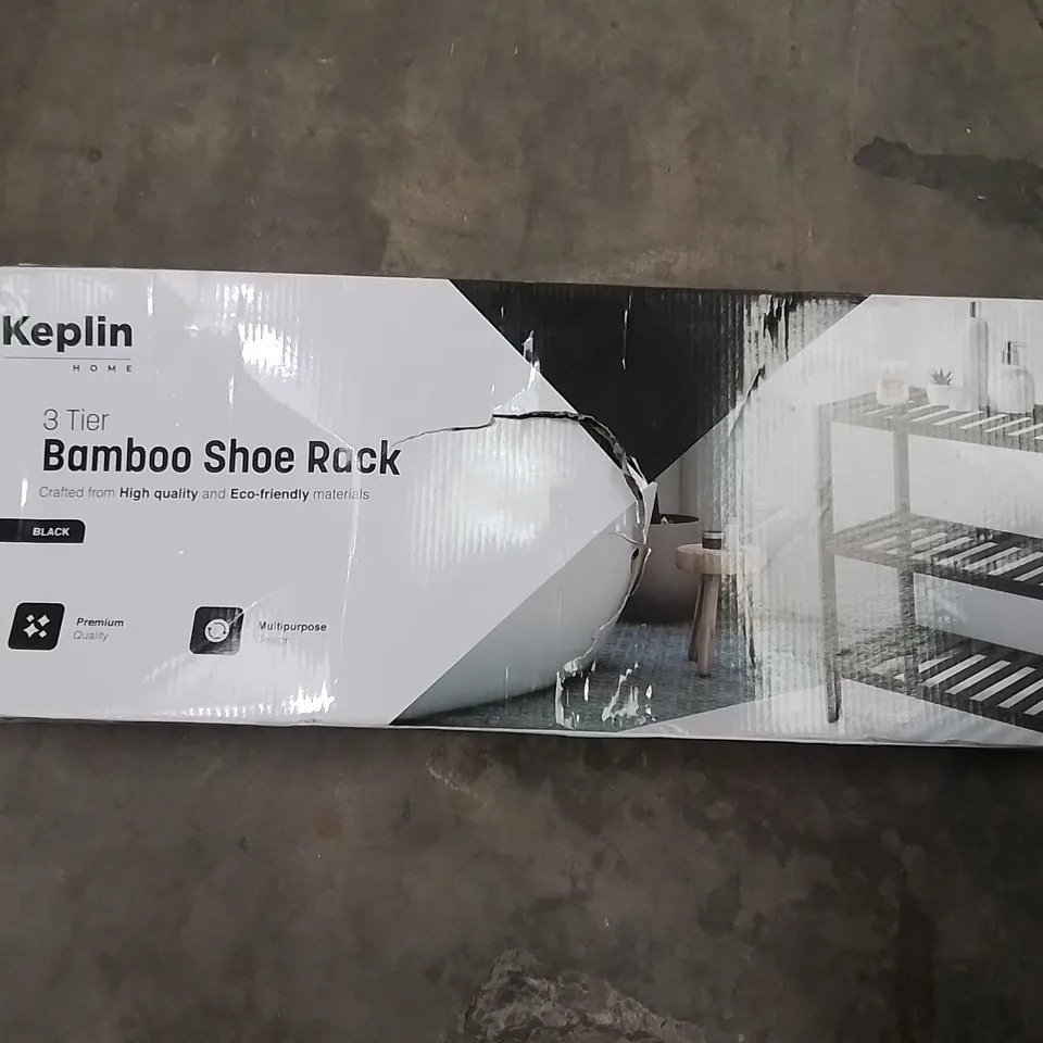 KEPLIN - 3 TIER BAMBOO SHOE RACK BLACK