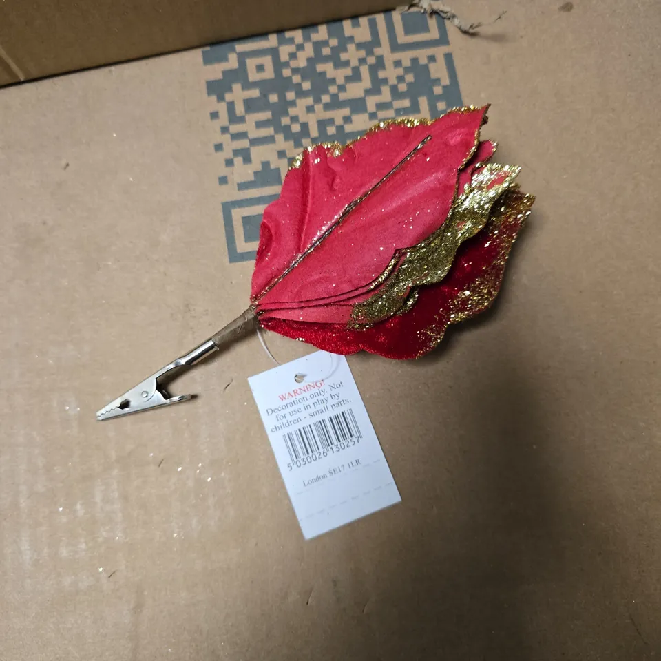 APPROXIMATELY 20 GISELA GRAHAM RED GOLD POINSETTIA PICK CLIPS