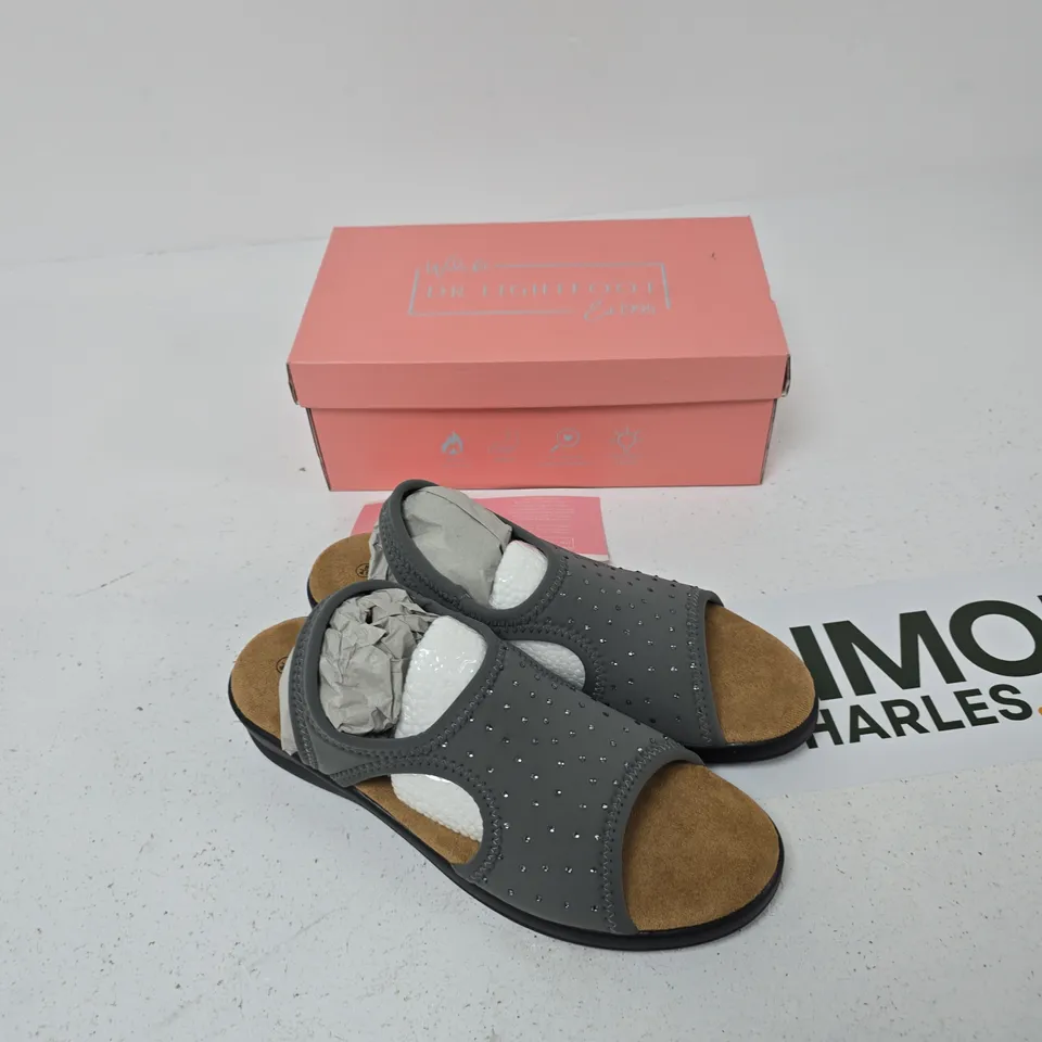 DR LIGHTFOOT WOMEN'S PEWTER SANDALS – UK 8 – BOXED