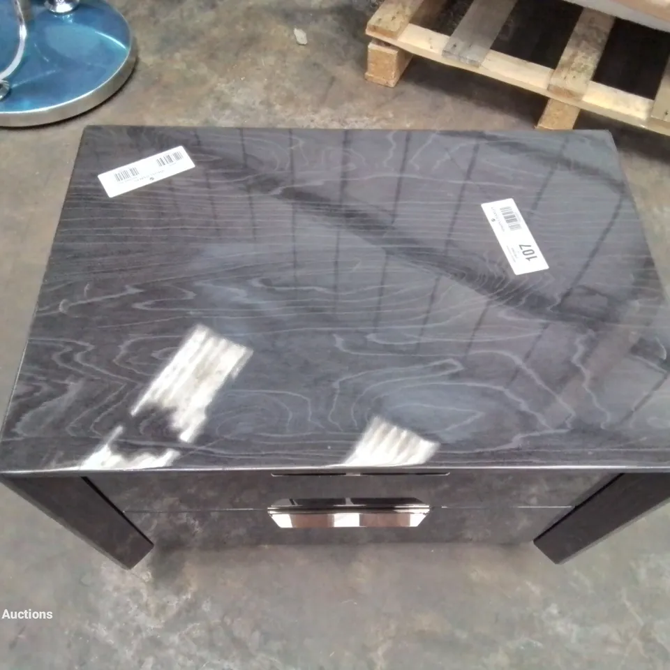 GLOSS FINISH QUALITY MADE DARK GREY 2 DRAWER BEDSIDE TABLE 
