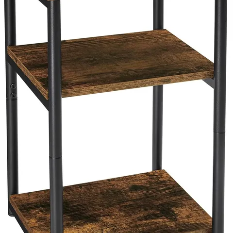 BOXED VASAGLE SOFA SIDE TABLE, 3-TIER END TABLE, RUSTIC BROWN AND CLASSIC BLACK