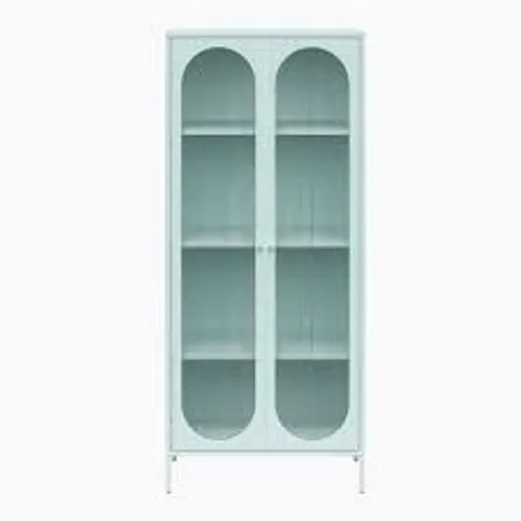 BOXED MR. KATE LUNA TALL 2 DOOR ACCENT CABINET WITH FLUTED GLASS, SKY BLUE (1 BOX)