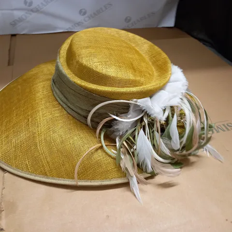 OCCASIONAL EMBELLISHED SUMMER HAT IN YELLOW