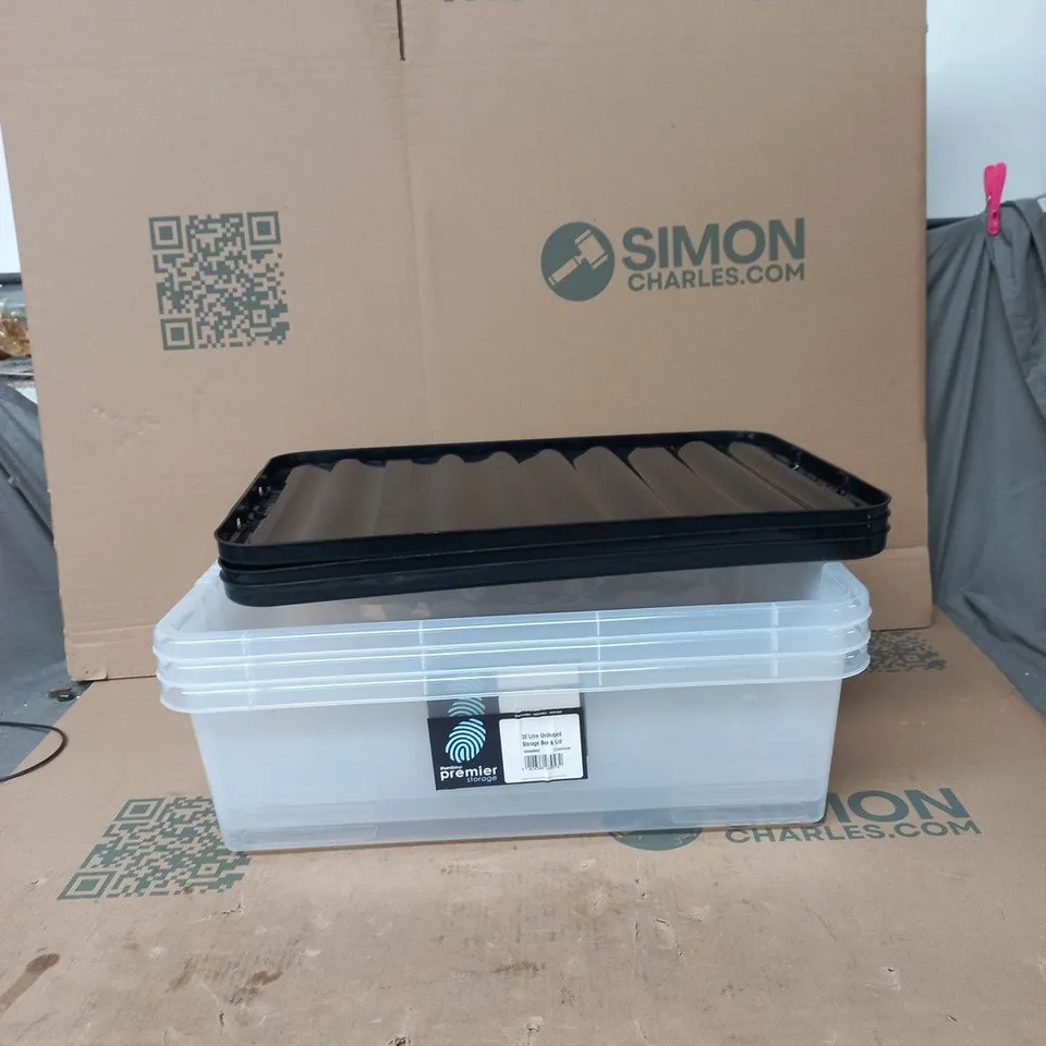 3X PREMIER STORAGE 32-LITRE UNDER-BED STORAGE BOX & LID