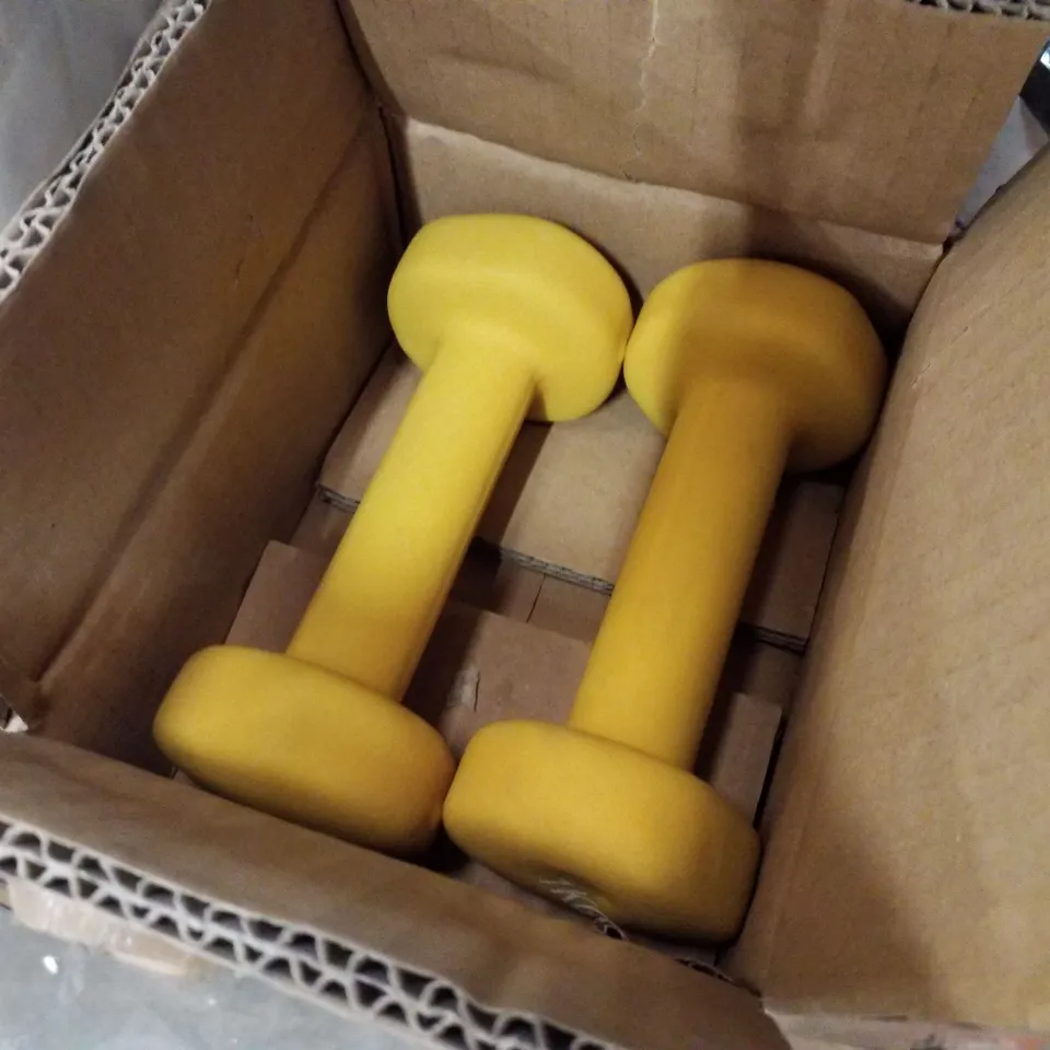 BOXED SET OF 2 1KG YELLOW DUMBBELLS 