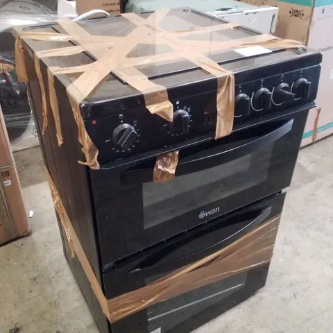 SWAN SX16720B 60CM ELECTRIC TWIN OVEN CERAMIC HOB COOKER - BLACK