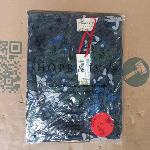 BAGGED HOPE & IVY HIGH NECK TIERED SKIRT MIDI DRESS IN NAVY/GREEN/MULTI SIZE UK 10