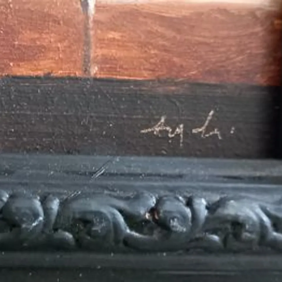 FRAMED AND SIGNED PAINTING DEPICTING BURNING CANDLE