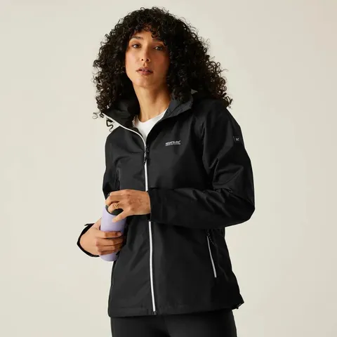 BRAND NEW REGATTA REGATTA WOMENS OAKHOWE WATERPROOF JACKET IN BLACK - UK 18