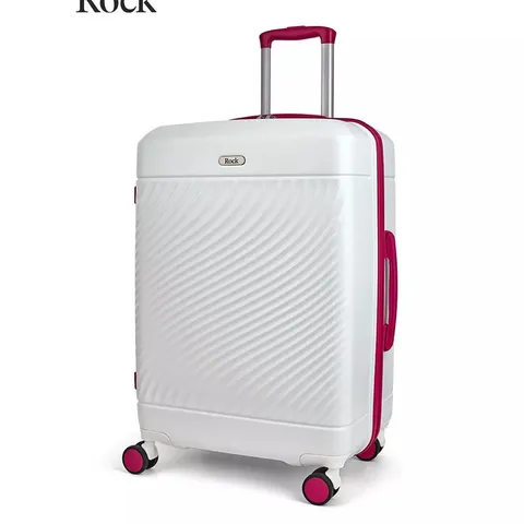 LOVE ISLAND WHITE/PINK MEDIUM SUITCASE
