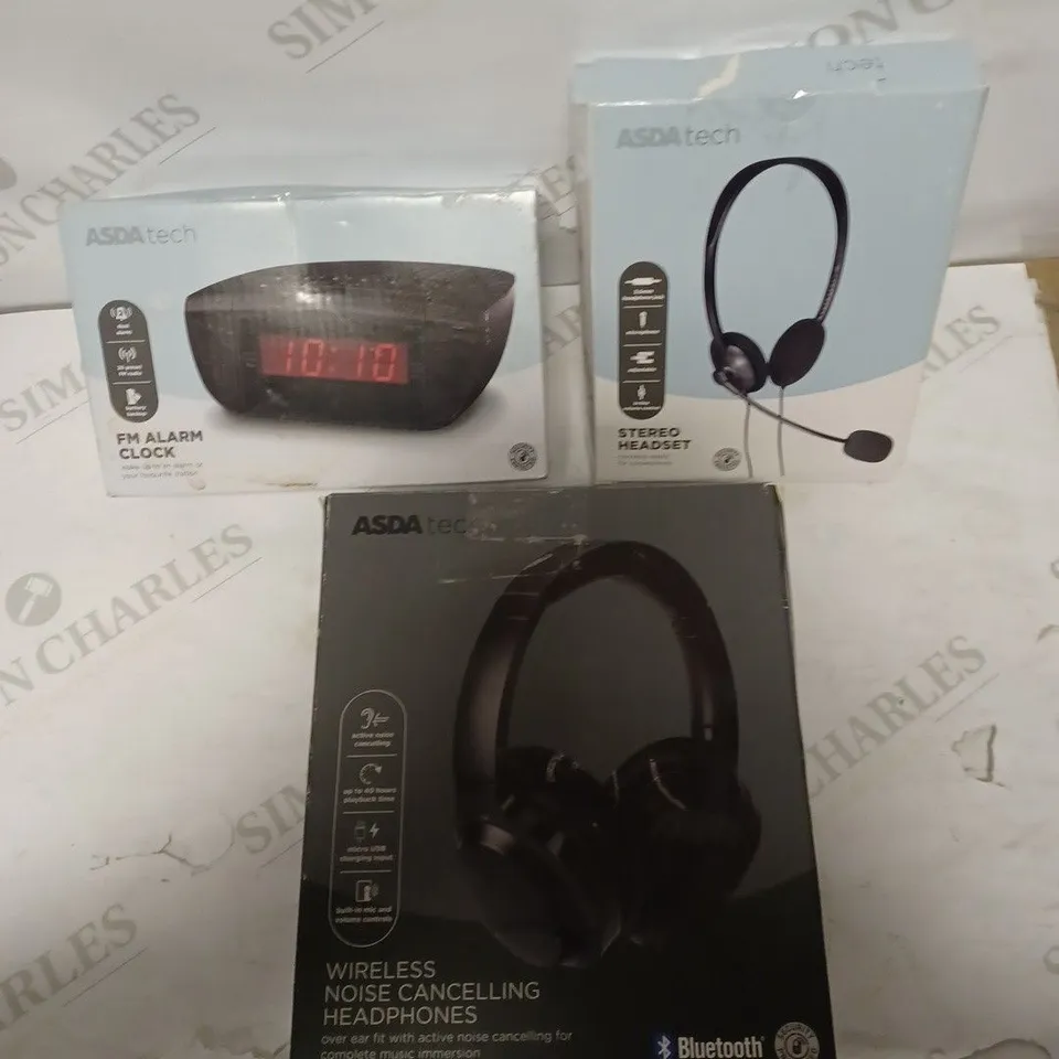 LOT OF THREE TO INCLUDE FM ALARM CLOCK , ETC