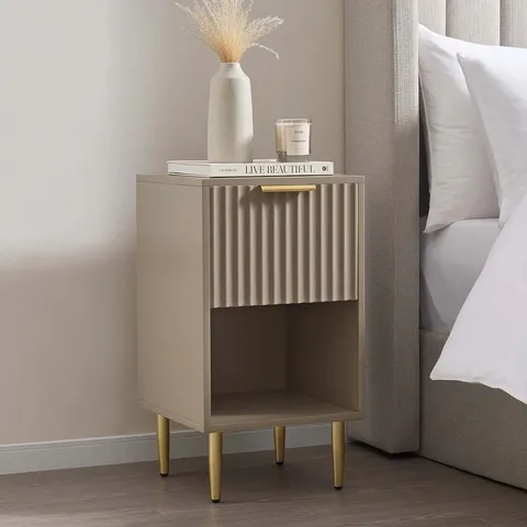BOXED EVIE 1 DRAWER NIGHTSTAND - TAUPE