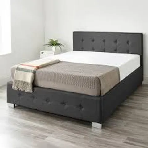 BOXED ASPIRE BEDS UPHOLSTERED STORAGE OTTOMAN BED FRAMES WITH END OR SIDE OPENING OTTOMAN LIFT//DOUBLE - BLACK (2 BOXES)
