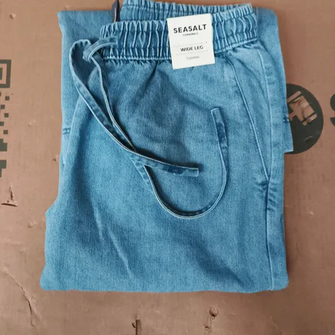 SEASALT CORNWALL WIDE LEG CULOTTES IN BLUE SIZE UK 8