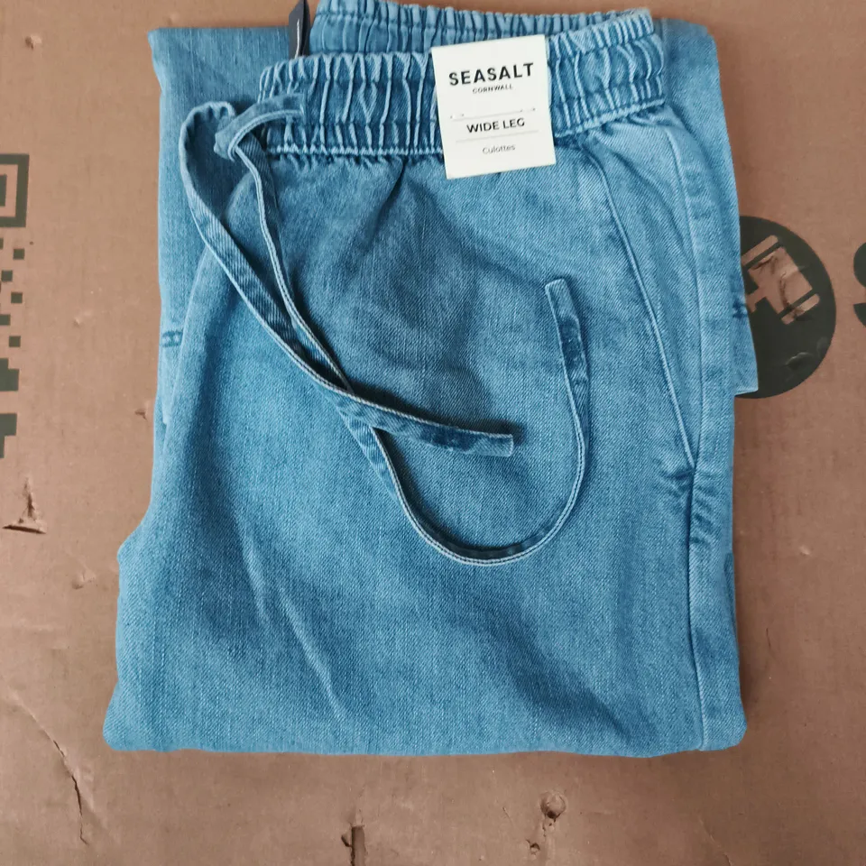 SEASALT CORNWALL WIDE LEG CULOTTES IN BLUE SIZE UK 8