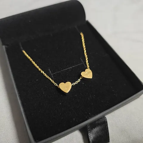 DYLAN OAKS GOLD-TONE HEART NECKLACE WITH DOUBLE INITIAL CHARMS