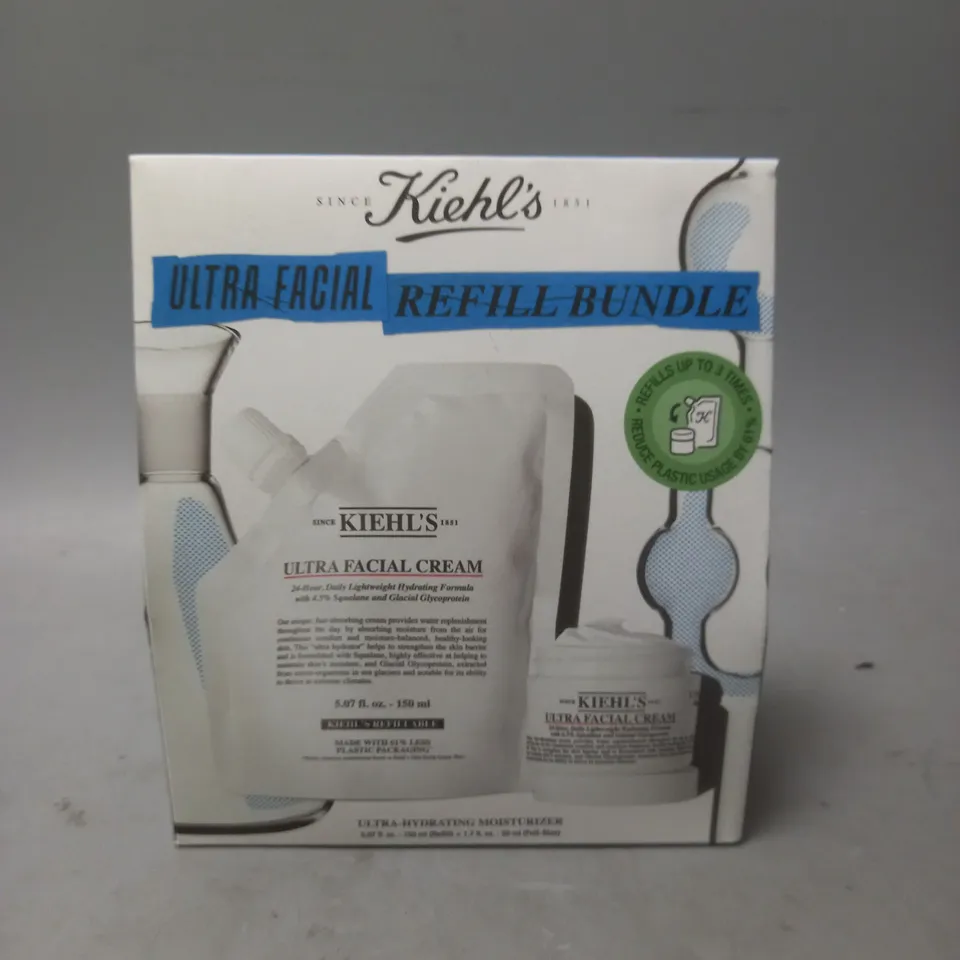 KIEHL'S ULTRA FACIAL REFILL BUNDLE 150ML REFILL POUCH AND 50ML POT OF CREAM