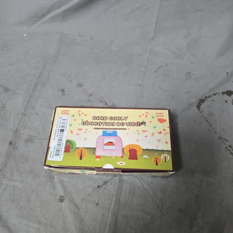 BOX OF ASSORTED TOYS INCLUDING ANIMAL ANTICS GAME , COLOUR CHALKS , EARLY EDUCATION DEVICE AND VARIOUS SOFT TOYS 