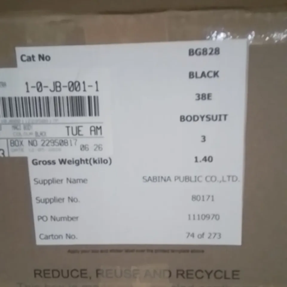 BOX CONTAINING APPROXIMATELY 3 BRAND NEW MAGISCULPT WOMEN'S BODY SUIT BLACK 38E