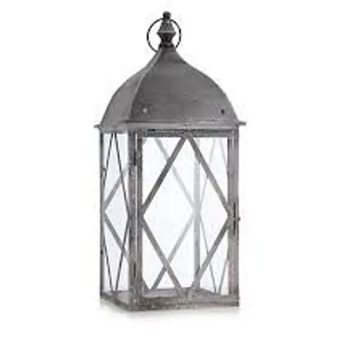 SARA BY SARA DAVIS 58CM RUSTIC GLASS PANEL LANTERN
