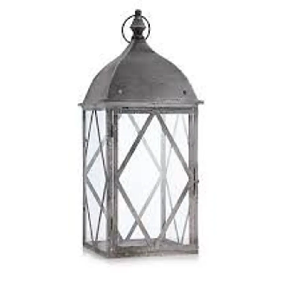 SARA BY SARA DAVIS 58CM RUSTIC GLASS PANEL LANTERN