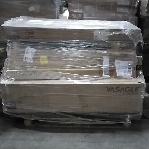 PALLET OF ASSORTED PRODUCTS AND HOUSEHOLD GOODS TO INCLUDE;BOOKCASE,OPEN WARDROBE,SHOE CABINET