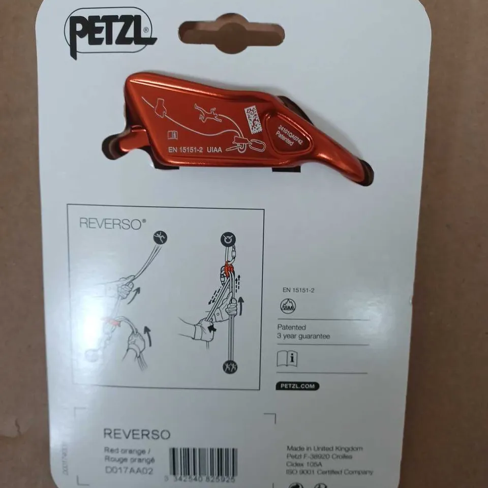 PETZL REVERSO LIGHTWEIGHT MULTIPURPOSE BELAY/RAPPEL DEVICE RED ORANGE