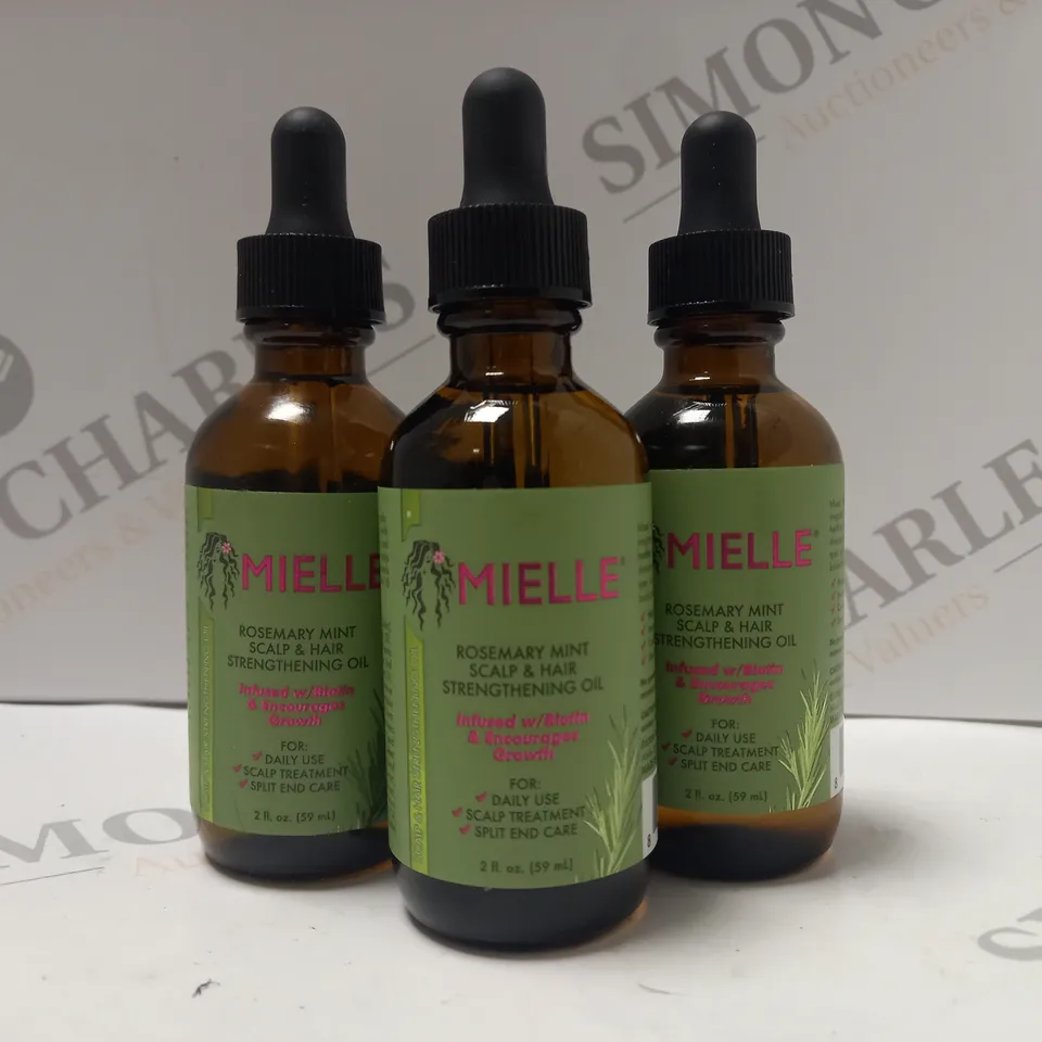 BOX OF APPROX 6 X 59ML MIELLE ROSEMARY MINT SCALP & HAIR STRENGTHENING OIL
