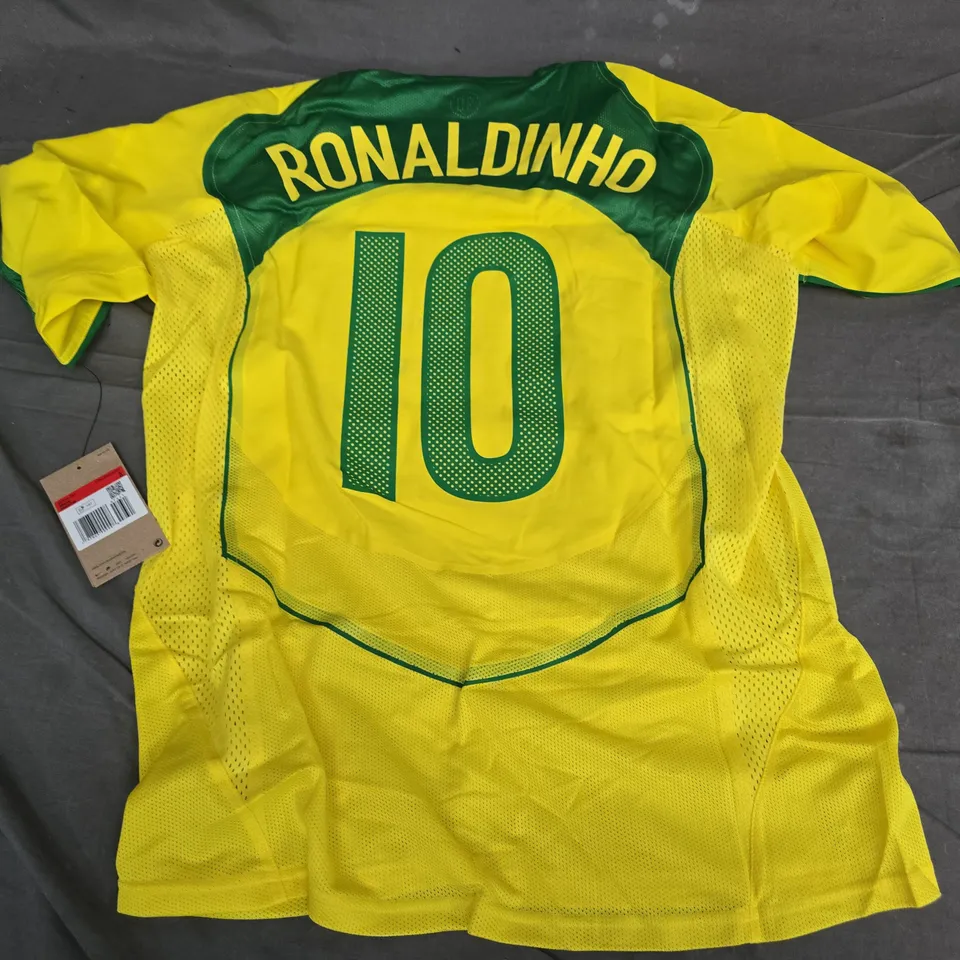 NIKE BRAZIL RONALDINHO 10 FOOTBALL JERSEY – YELLOW/GREEN, DRI-FIT