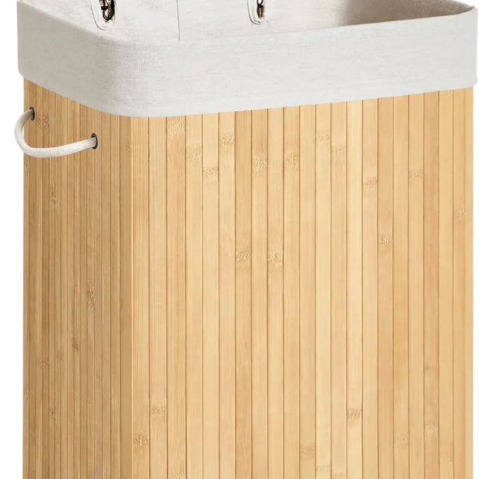 BOXED SONGMICS LAUNDRY BASKET WITH LID 72L - BAMBOO