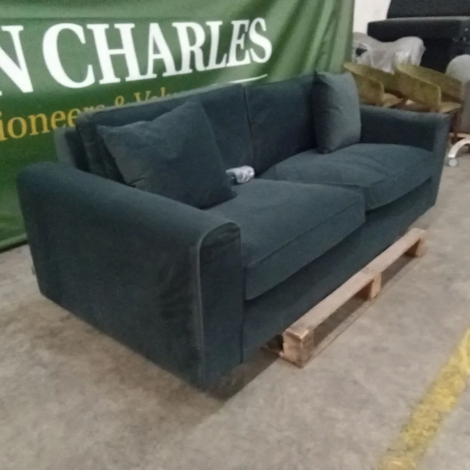 QUALITY DESIGNER SOLACE+CO AINSLEY 3 SEATER SOFA - CHARCOAL VELVET