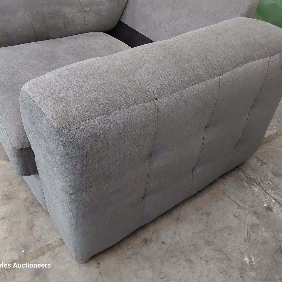 DESIGNER EASY CHAIR GREY FABRIC ON CHROME FEET