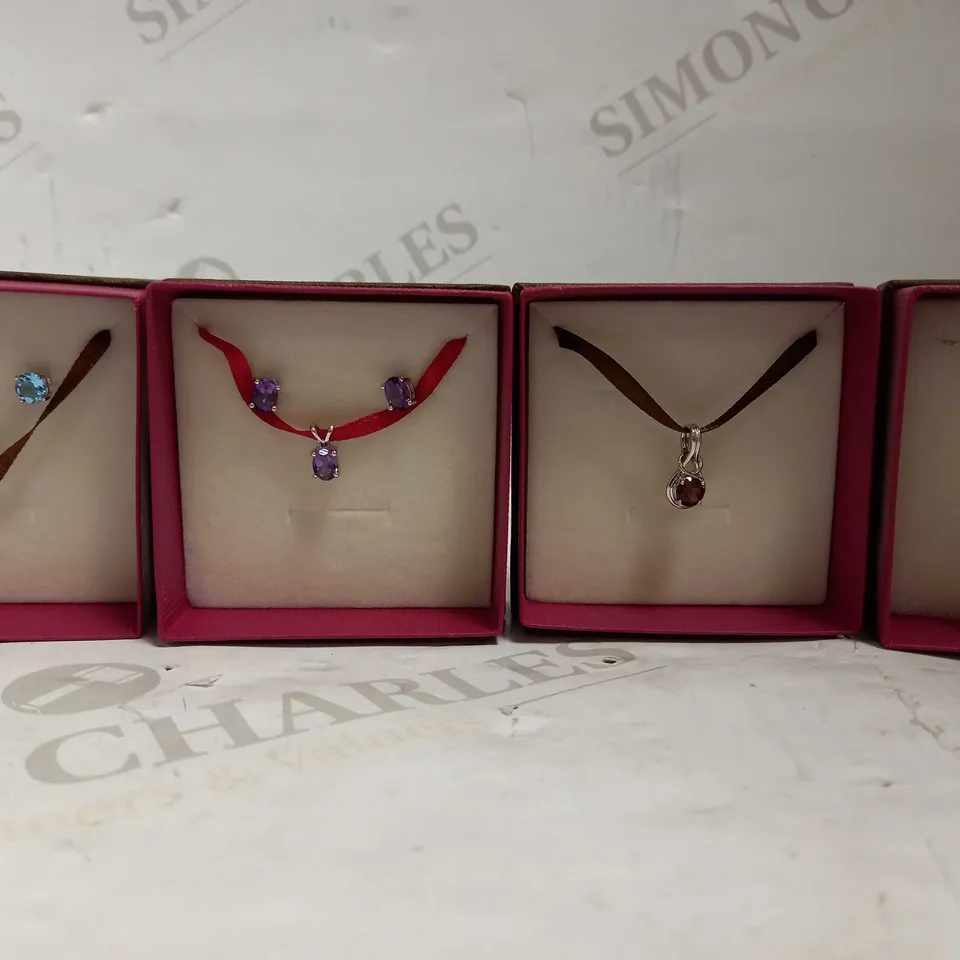 ANGARA SILVER CHAIN + 3 COLOURS OF GEMSTONE PENDANTS & EARRINGS