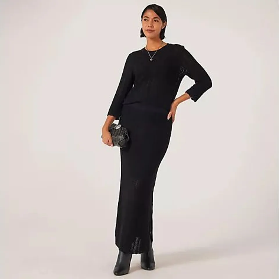 IZABEL LONDON POINTELLE SCALLOP EDGE SKIRT BLACK 14