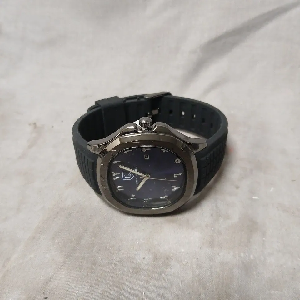 LOUIS LACOMBE WRISTWATCH WITH BLACK DIAL AND RUBBER STRAP