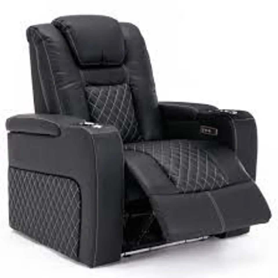 BOXED ELECTRIC AIR LEATHER RECLINER CHAIR IN BLACK AND WHITE (1 BOX)