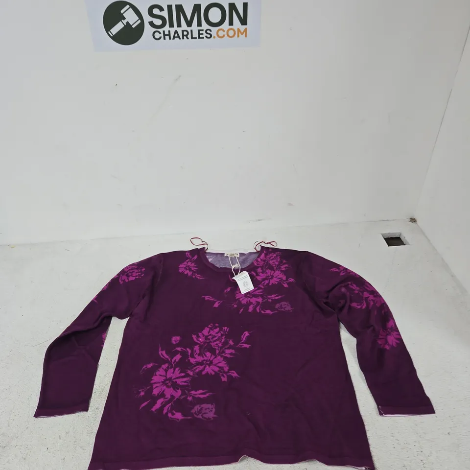 MUDFLOWER WOMEN'S PURPLE FLORAL LONG-SLEEVE TOP – UK 16 (EU 49, US 12)