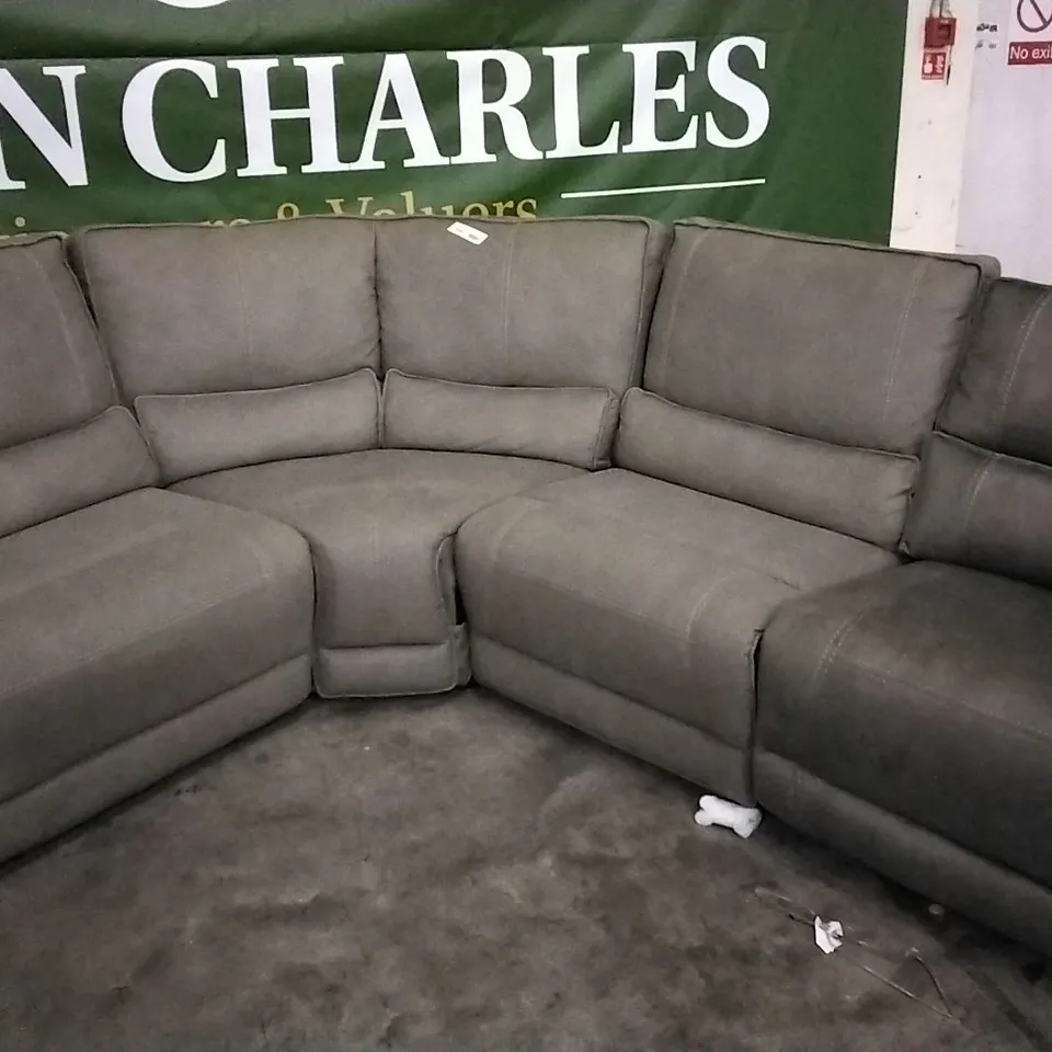QUALITY DESIGNER GREY FABRIC CORNER SOFA GROUP 